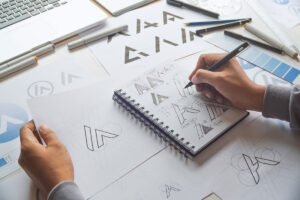 Creative logo design process showcasing the impact of a professional logo on brand identity.